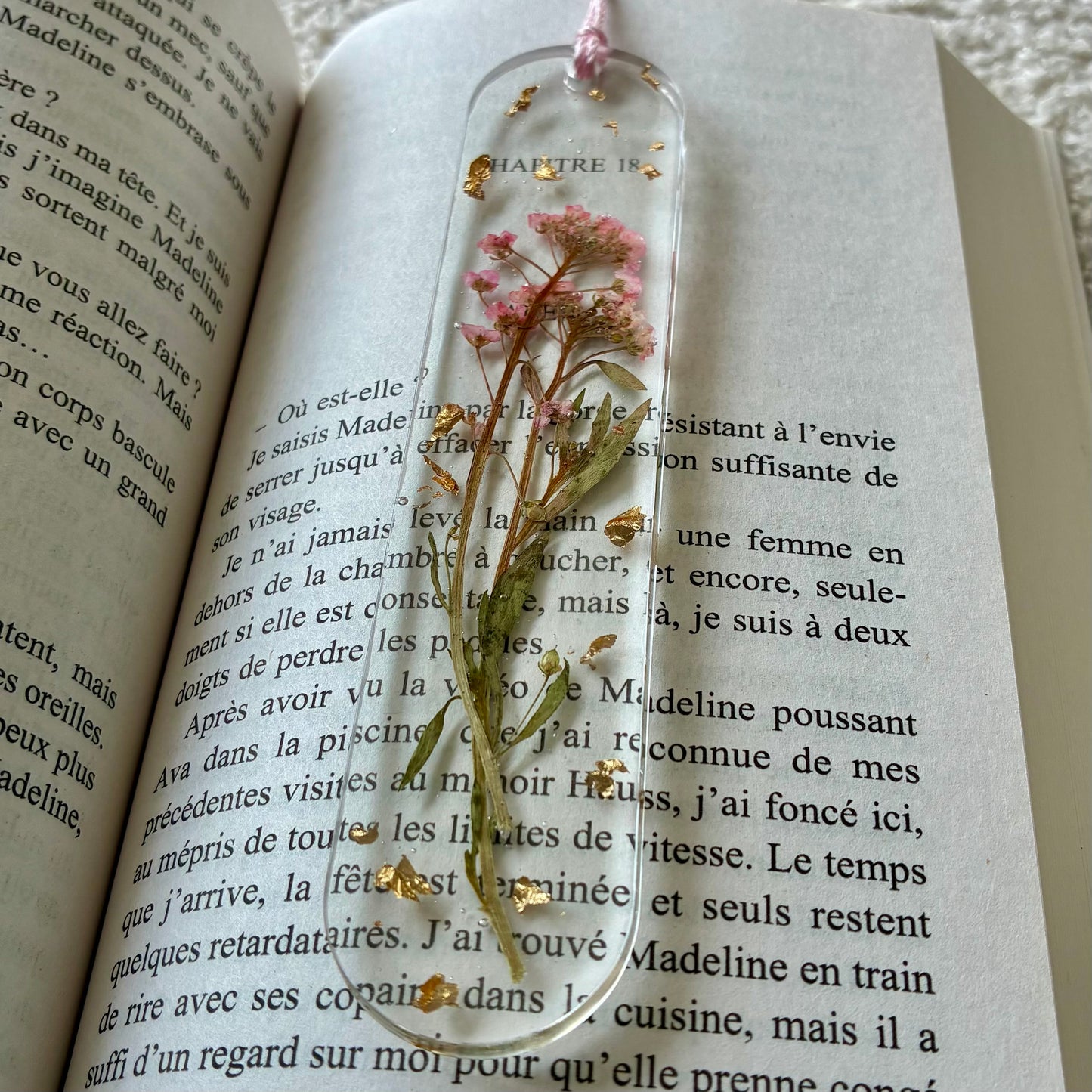 Marque page (arrondi - épais) - Bouquet rose pâle