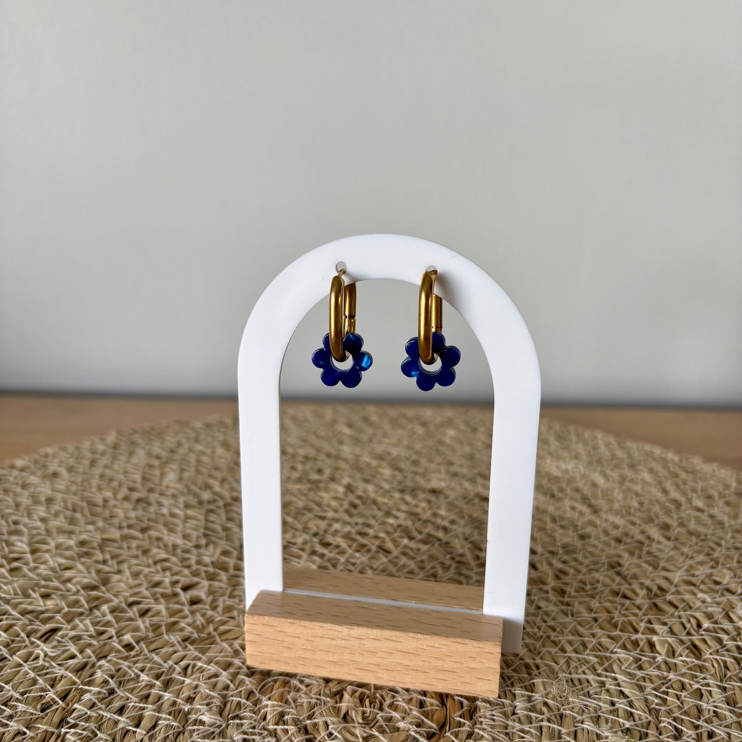 Boucles d’oreilles Minis Pivoines - Bleu roi