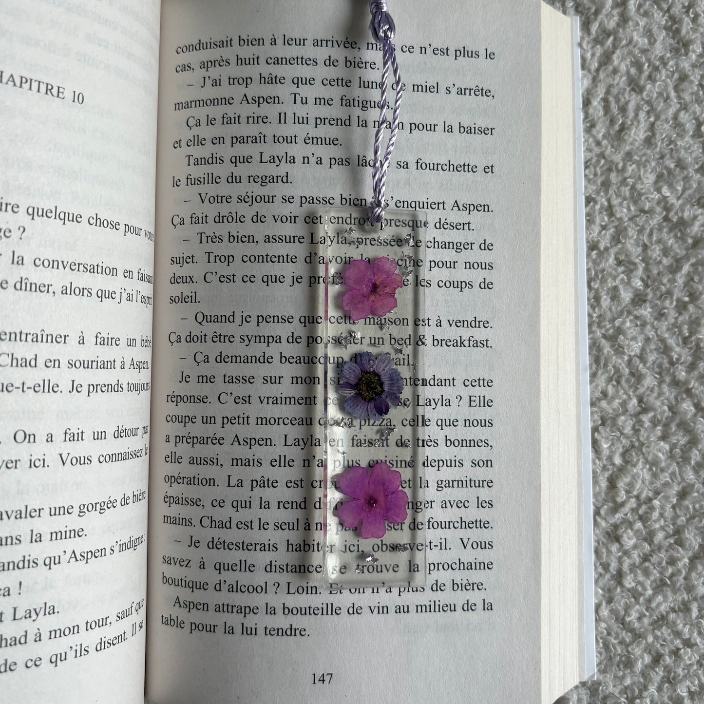 Marque page (mini) - Fleurs violettes