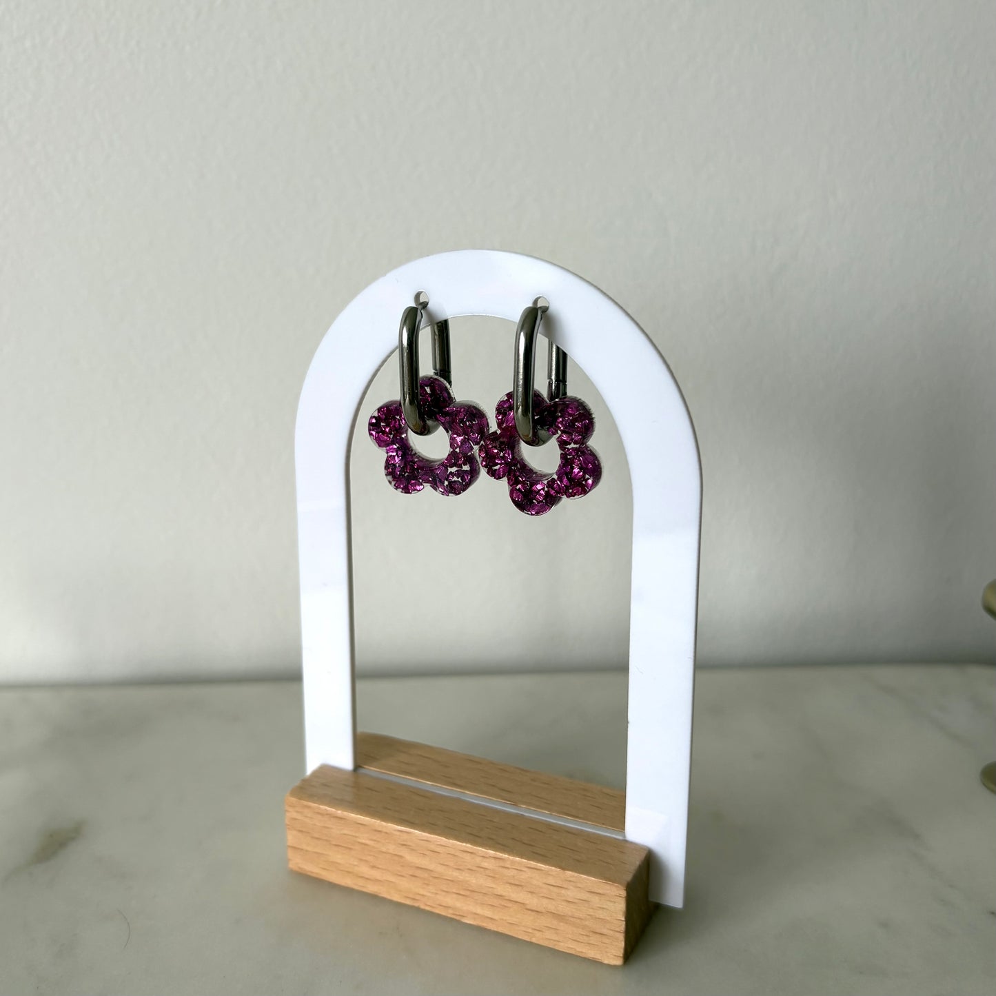 Boucles d’oreilles Camélia - Cristaux violets