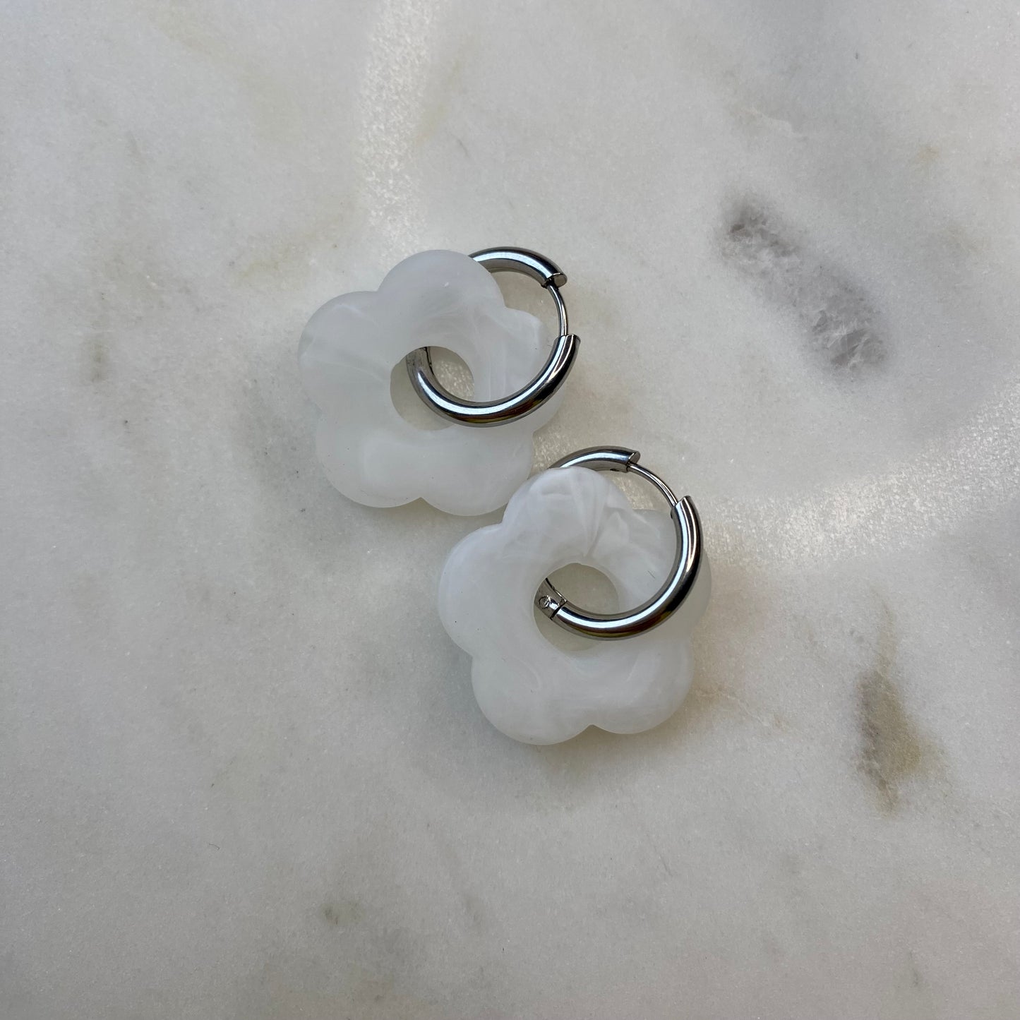 Boucles d’oreilles Rosa Pastel - Blanc