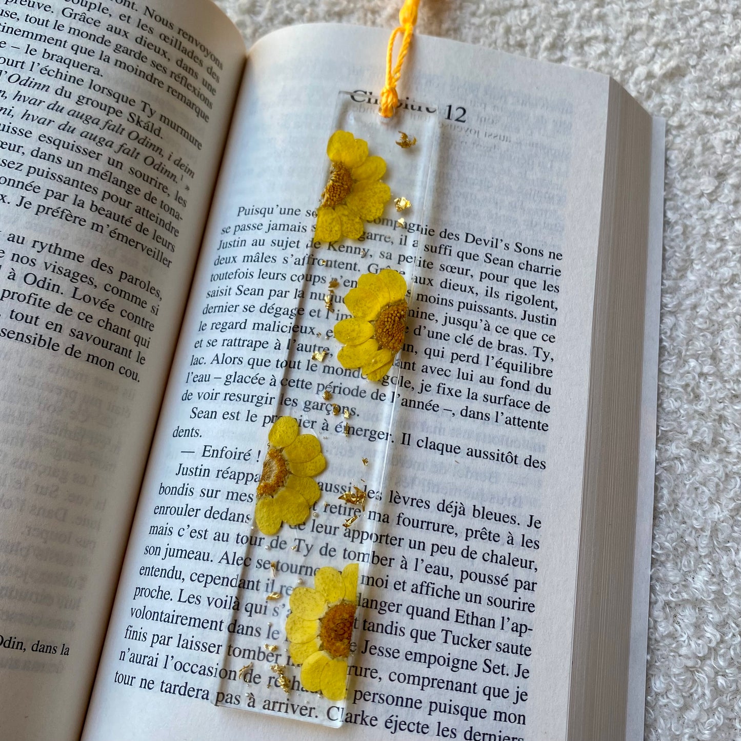 Marque page (rectangulaire - fin) - Marguerites jaunes