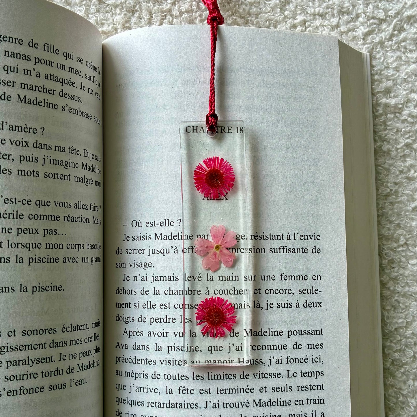 Marque page (mini) - Fleurs roses