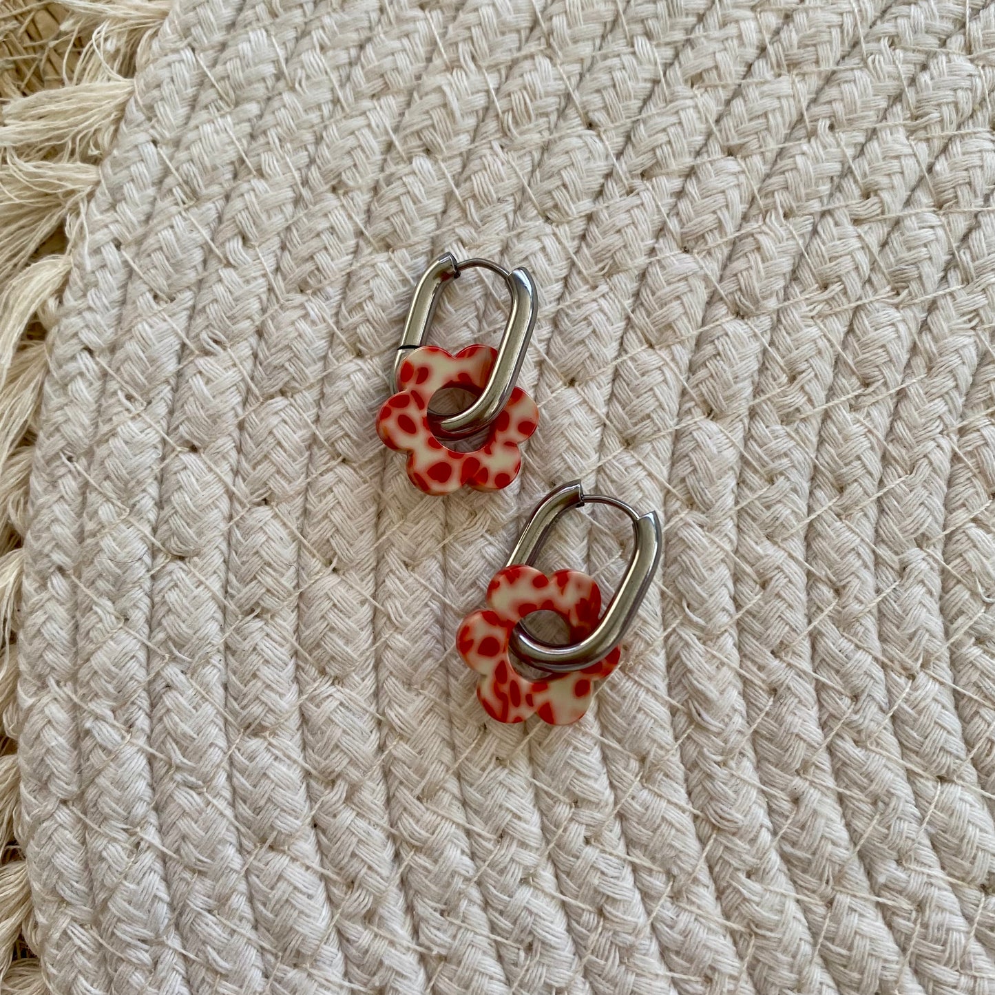 Boucles d’oreilles Pivoine - Tacheté rouge