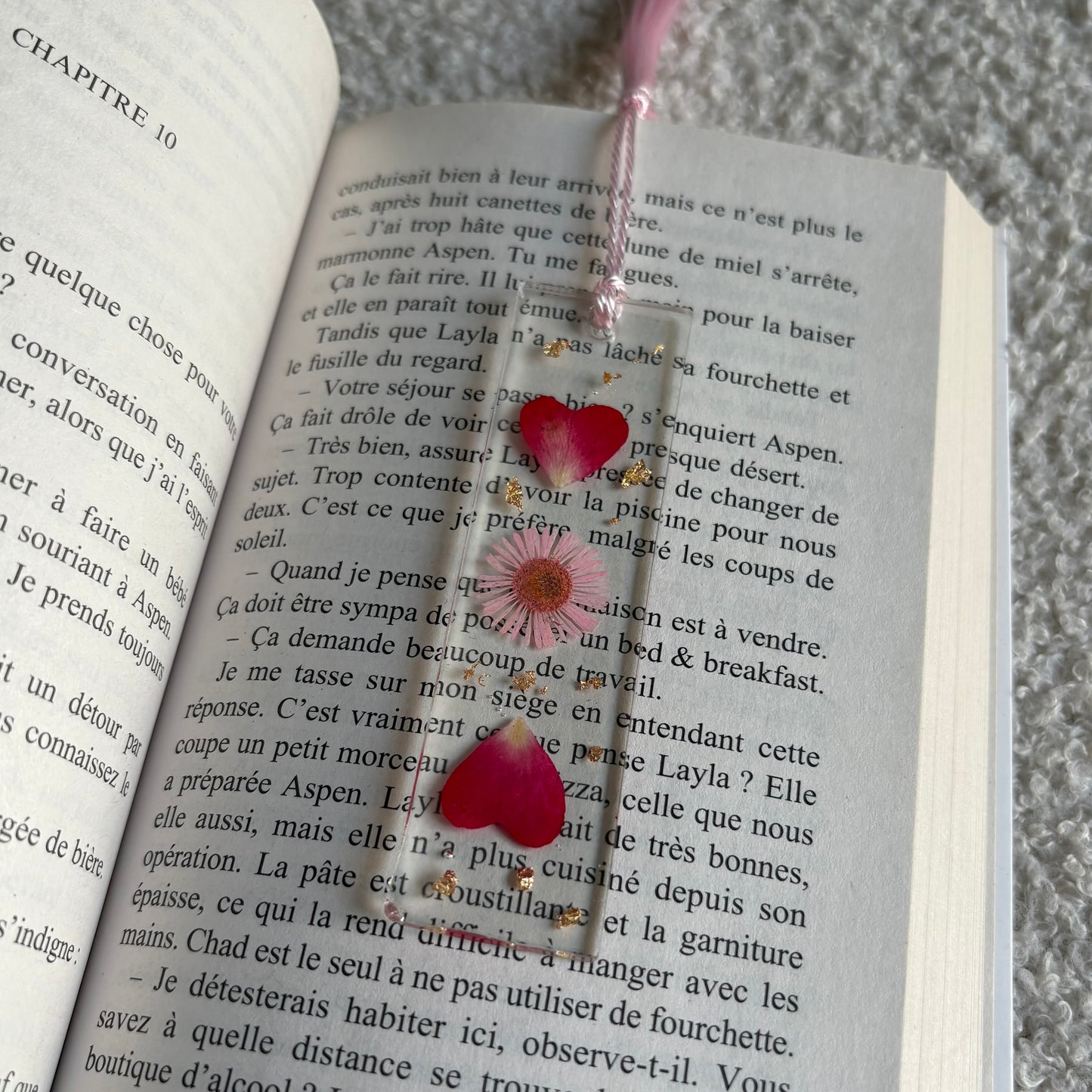 Marque page (mini) - Pétales roses
