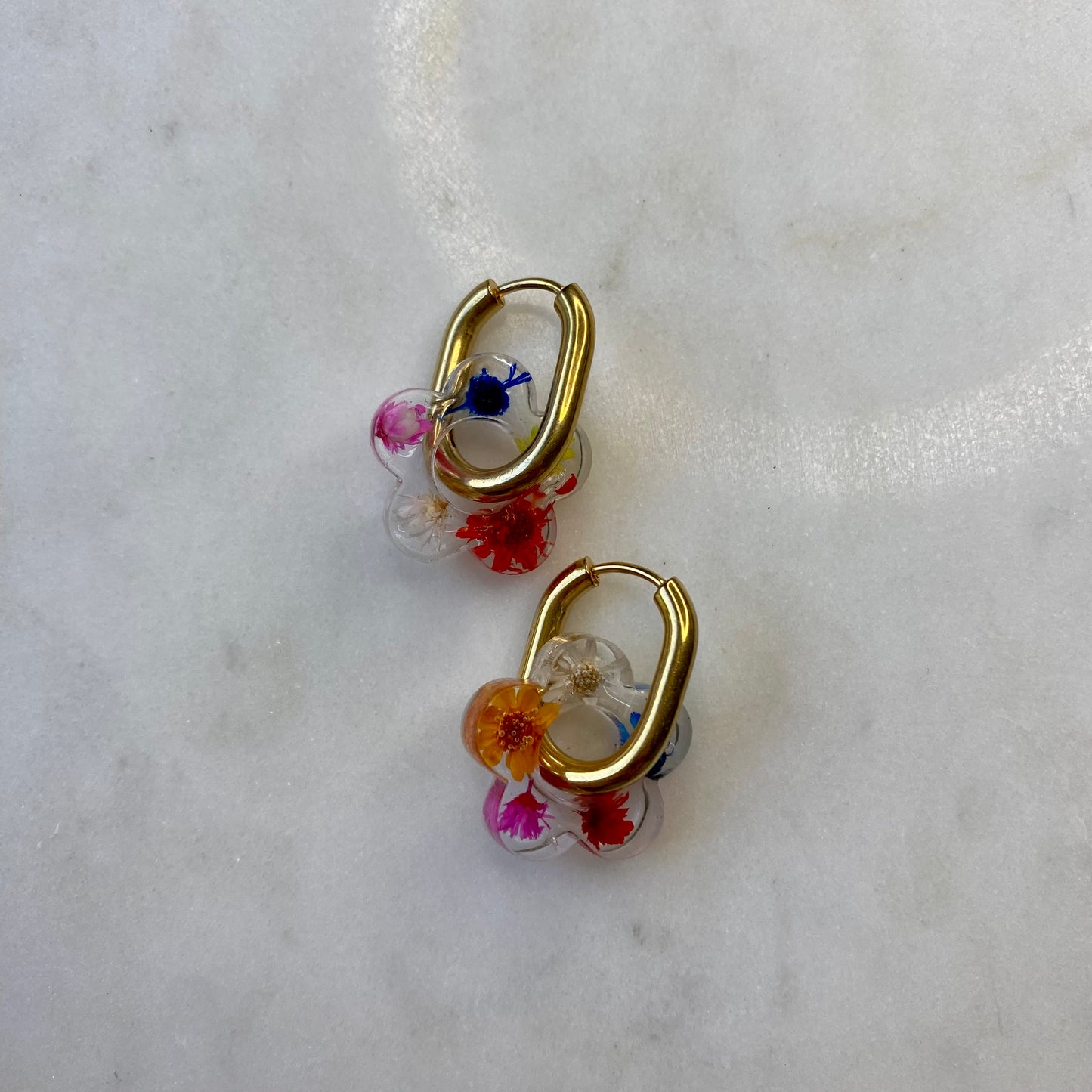 Boucles d’oreilles Camélia - Fleurs séchées