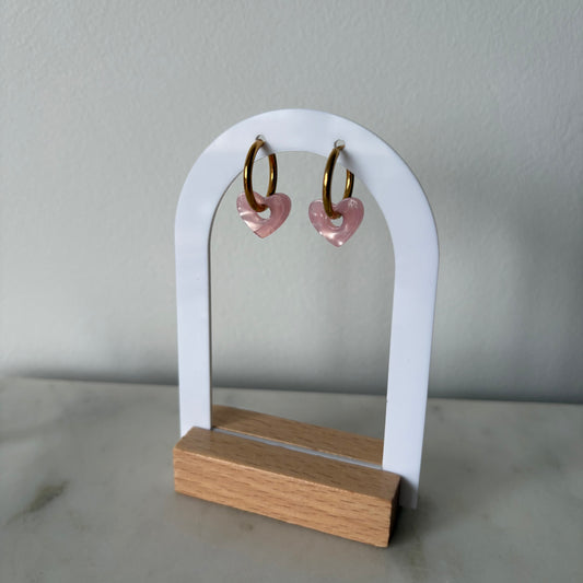 Boucles d’oreilles - Petits cœurs rose poudré