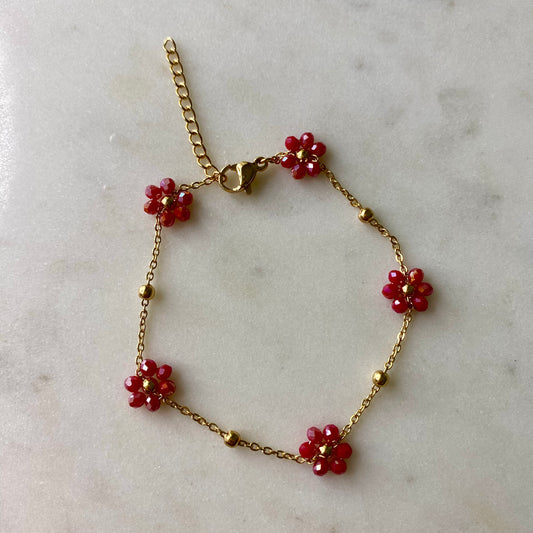 Bracelet Marguerite - Carmin