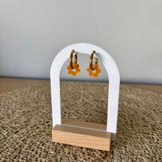 Boucles d’oreilles Minis Pivoines - Oranges