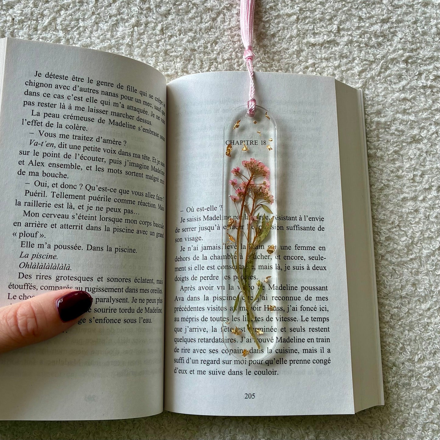 Marque page (arrondi - épais) - Bouquet rose pâle