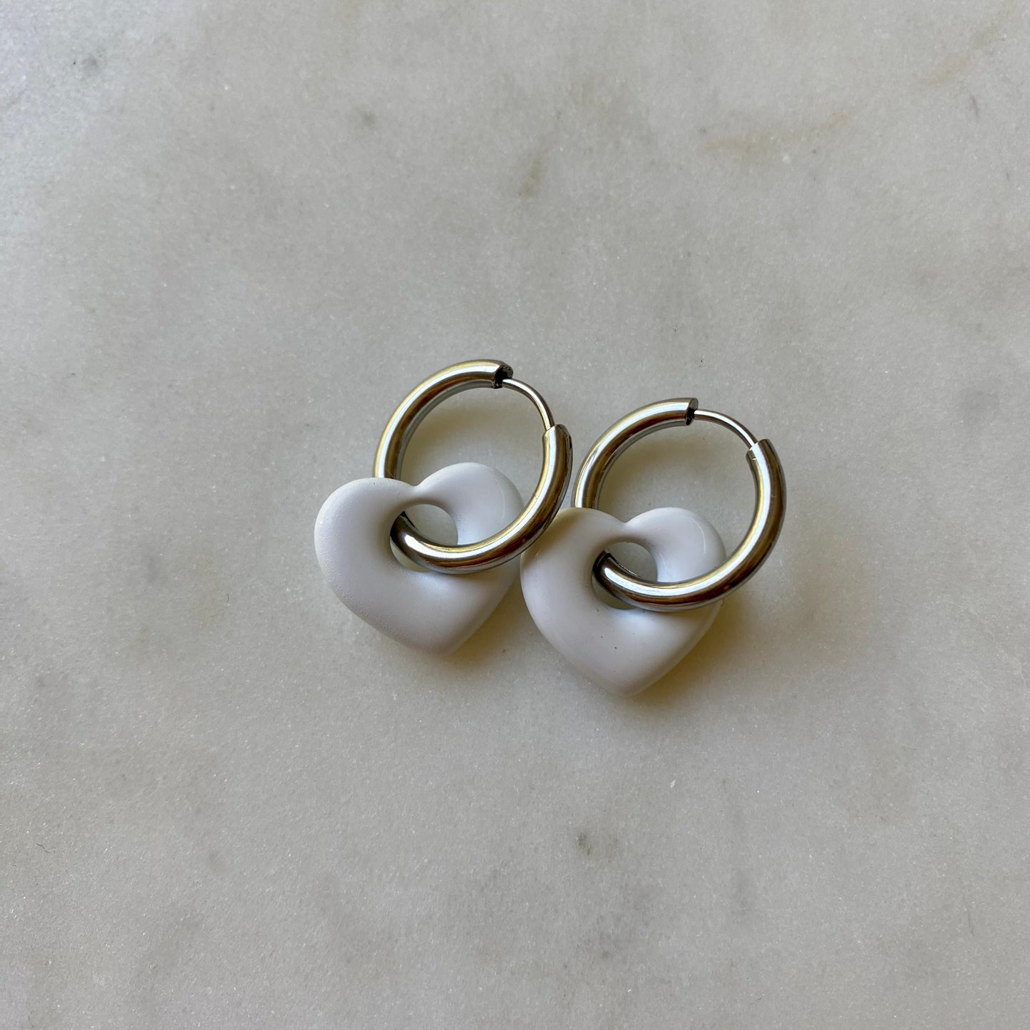 Boucles d’oreilles Cœur - Blanc