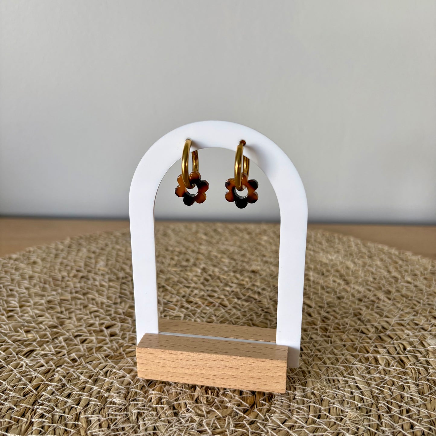 Boucles d’oreilles Minis Pivoines - Terrazzo marron