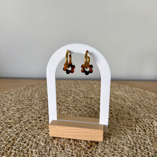 Boucles d’oreilles Minis Pivoines - Terrazzo marron
