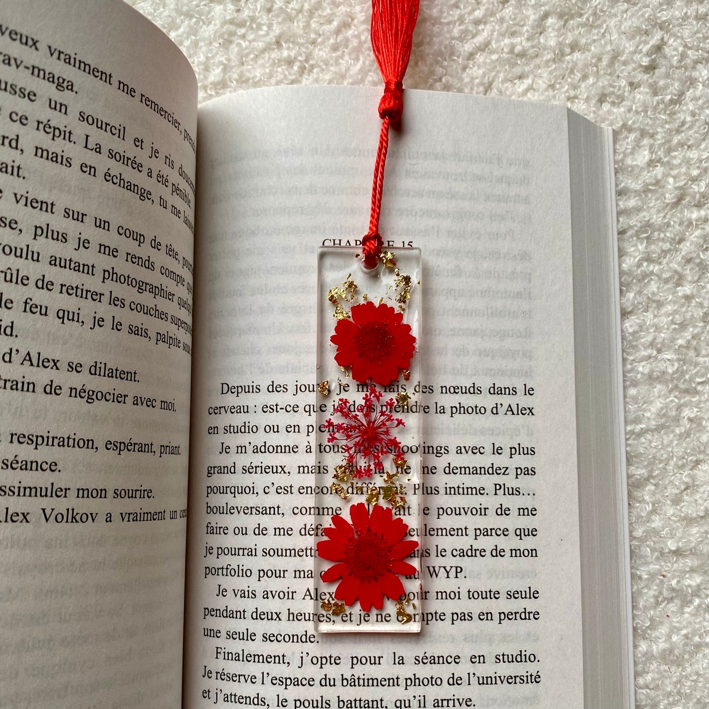 Marque page (mini) - Marguerites rouges