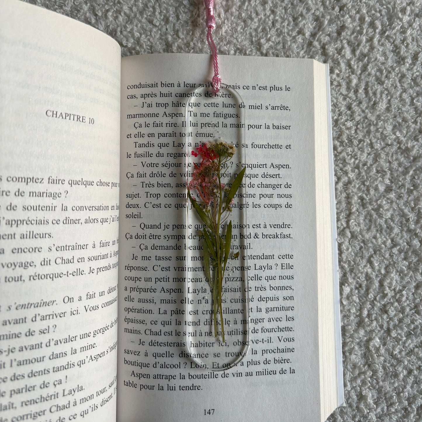 Marque page (arrondi - épais) - Bouquet rose
