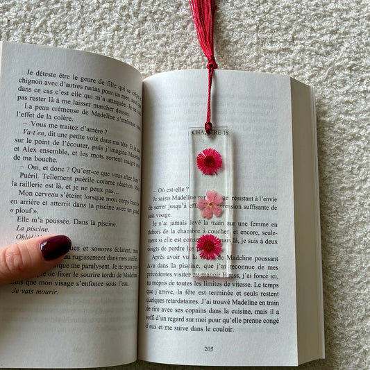 Marque page (mini) - Fleurs roses