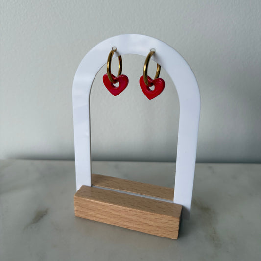 Boucles d’oreilles - Petits cœurs rouge passion