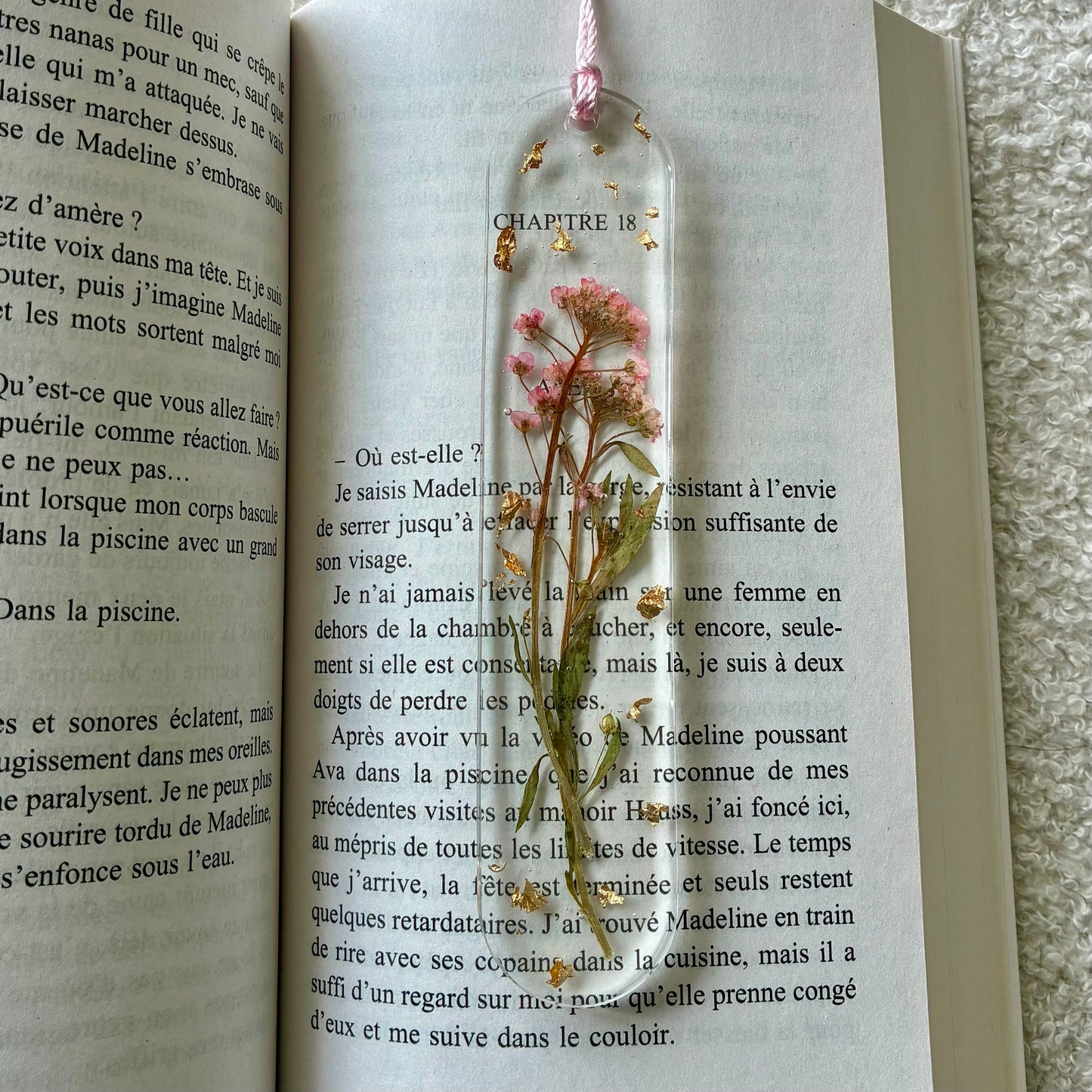 Marque page (arrondi - épais) - Bouquet rose pâle