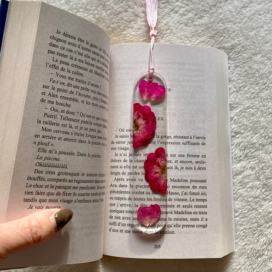 Marque page (arrondi - épais) - Fleurs fushia