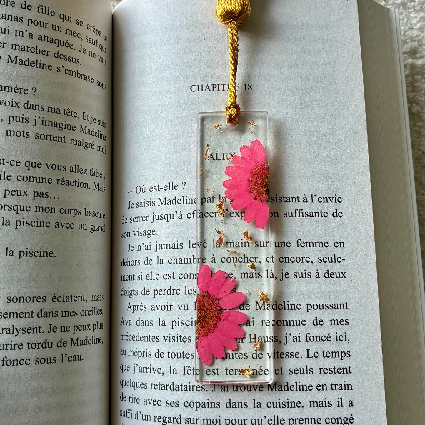 Marque page (mini) - Marguerites roses