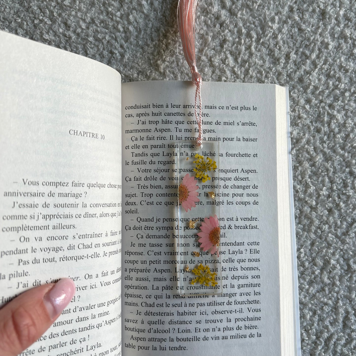 Marque page (mini) - Fleurs rose et jaune