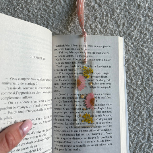 Marque page (mini) - Fleurs rose et jaune