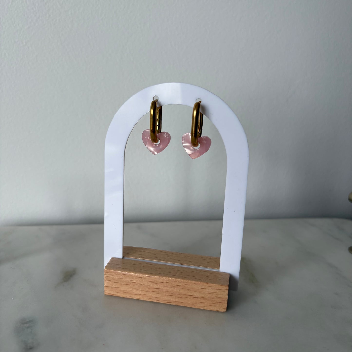 Boucles d’oreilles - Petits cœurs rose poudré