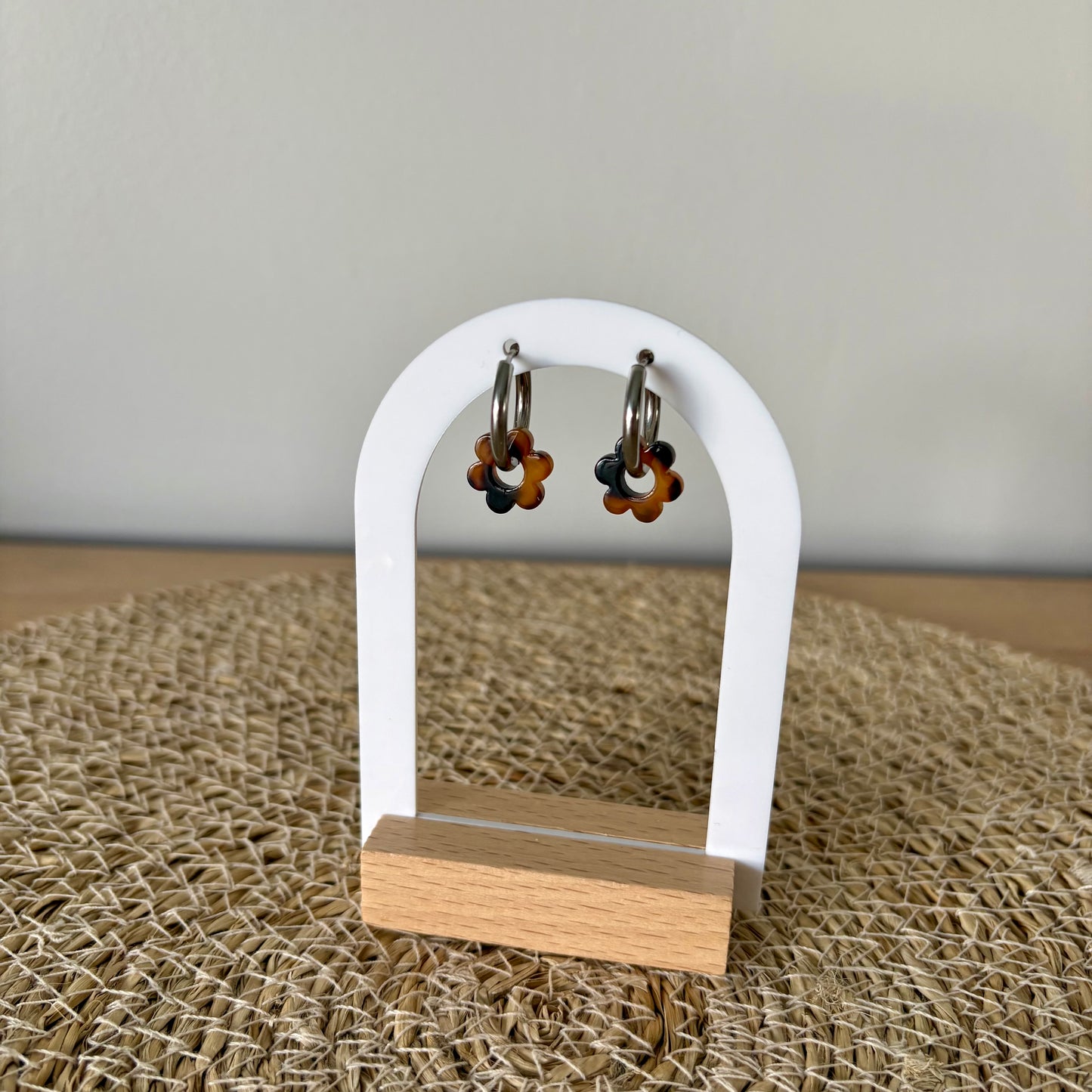Boucles d’oreilles Minis Pivoines - Terrazzo marron