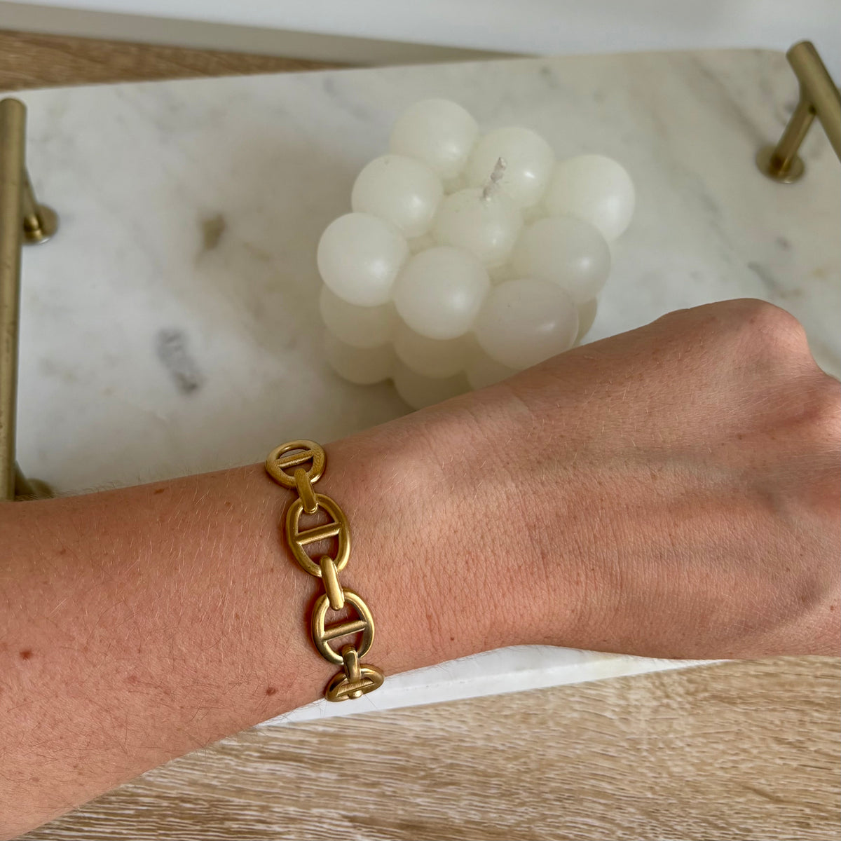 Jonc maille marine doré