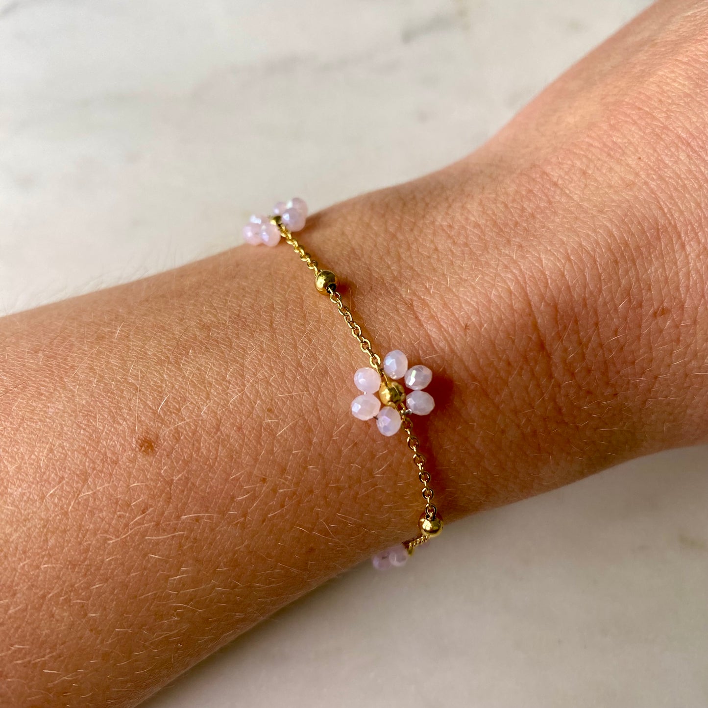 Bracelet Marguerite - Rose pâle