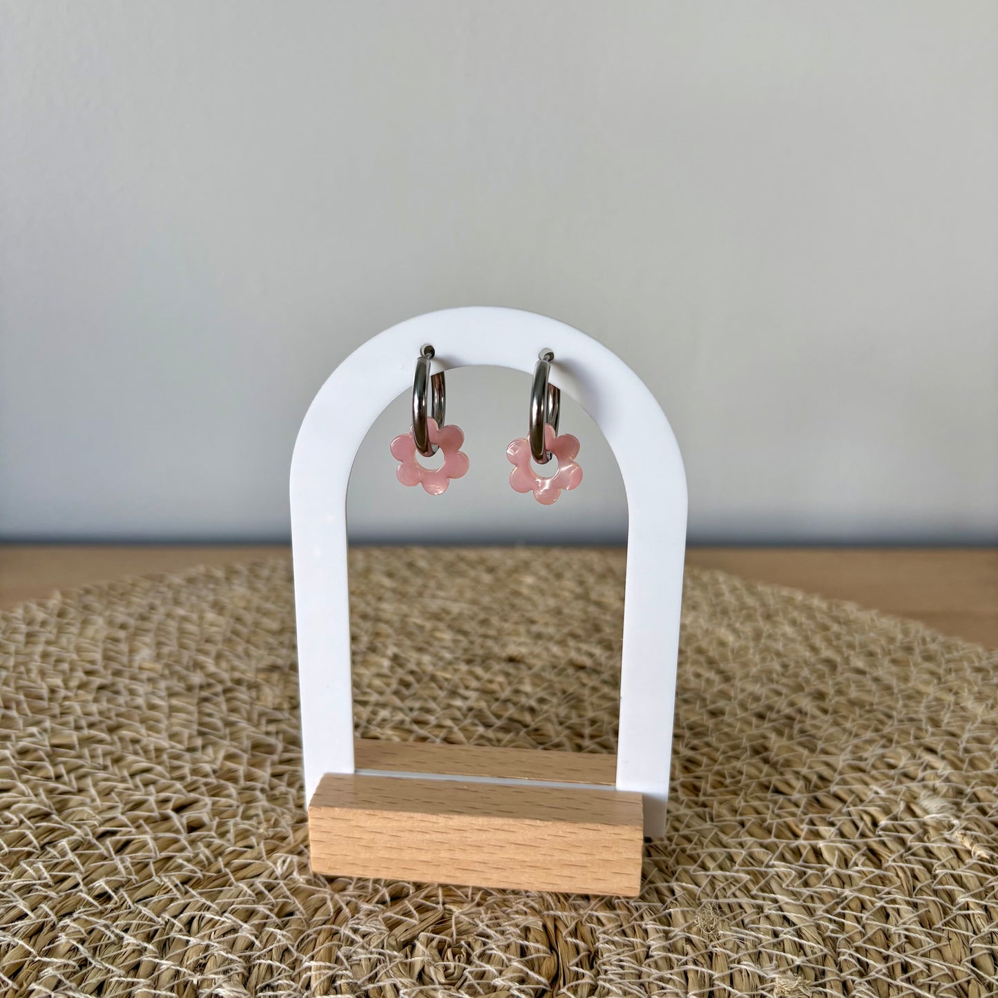 Boucles d’oreilles Minis Pivoines - Rose poudré