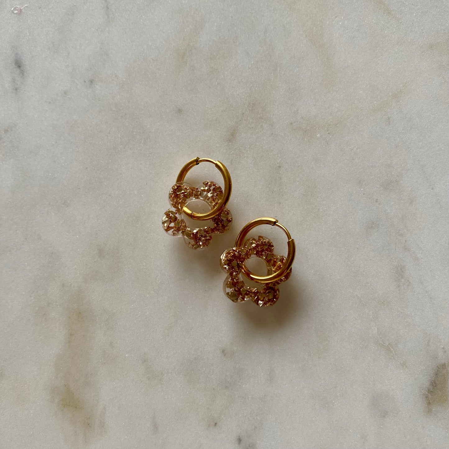 Boucles d’oreilles Camélia - Cristaux rose gold