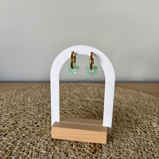 Boucles d’oreilles Minis Pivoines - Turquoises