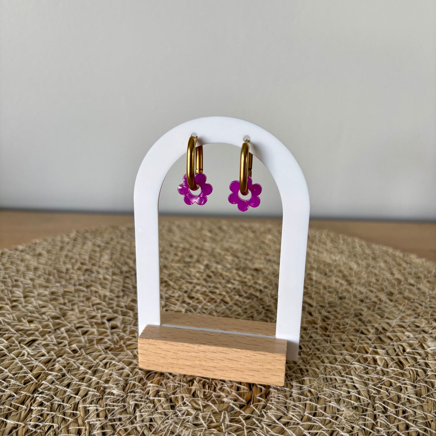 Boucles d’oreilles Minis Pivoines - Violettes