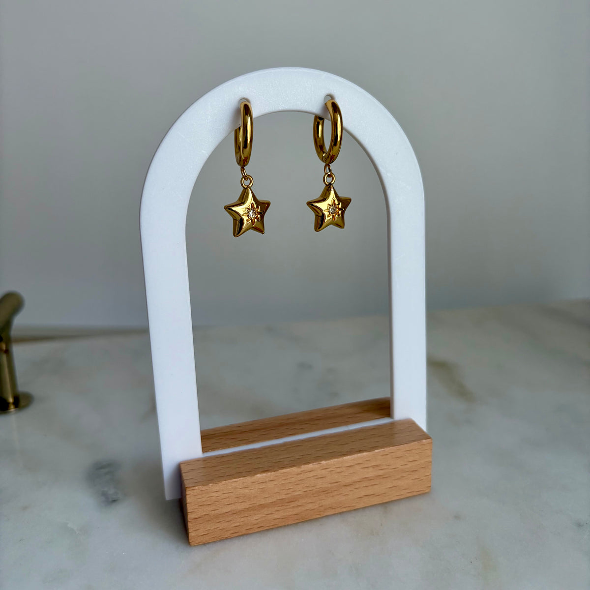Boucles d’oreilles - Étoiles strass doré