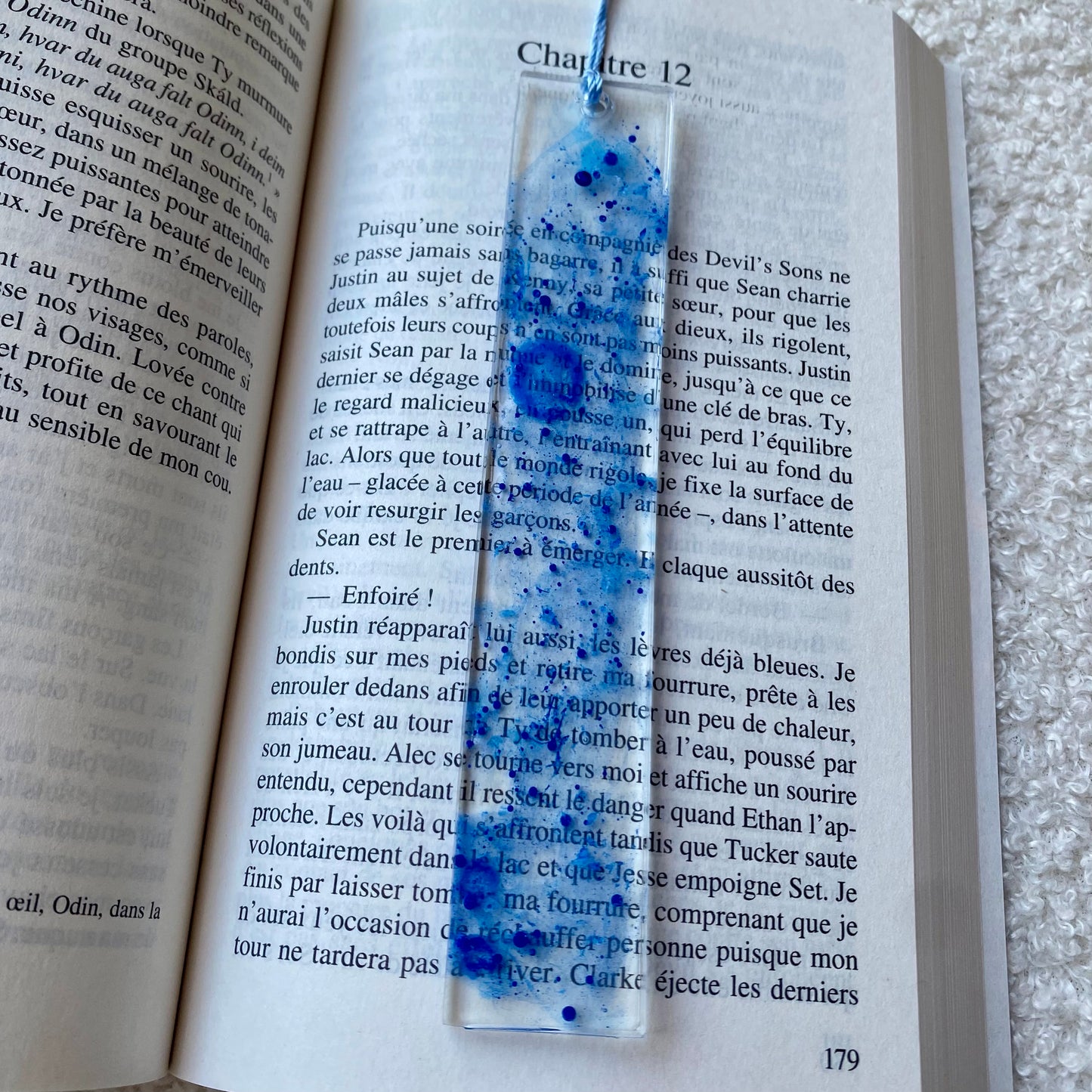 Marque page (rectangulaire - fin) - Marbre bleu