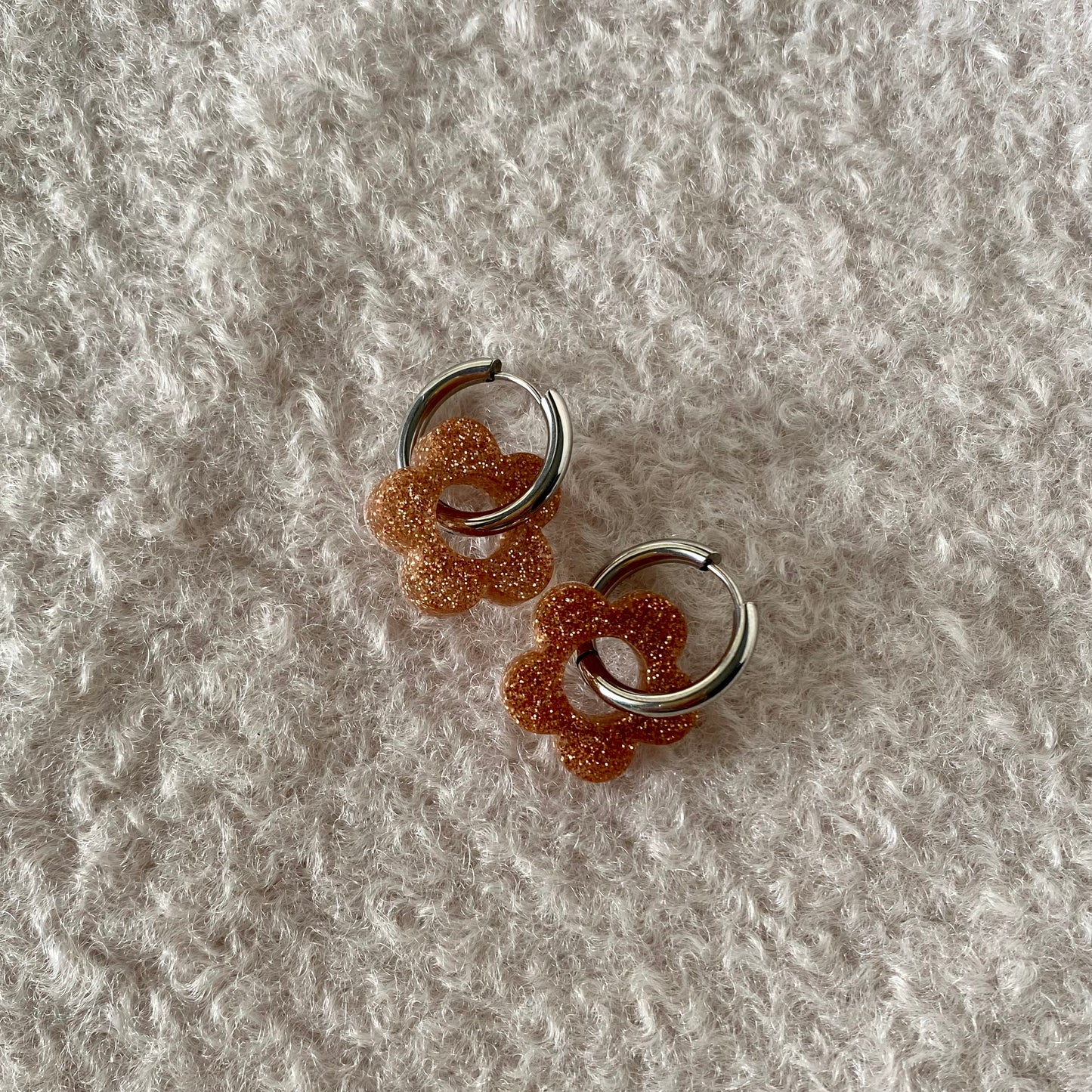 Boucles d’oreilles Camélia - Champagne