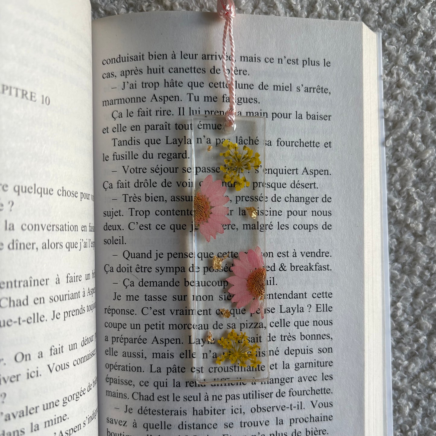 Marque page (mini) - Fleurs rose et jaune