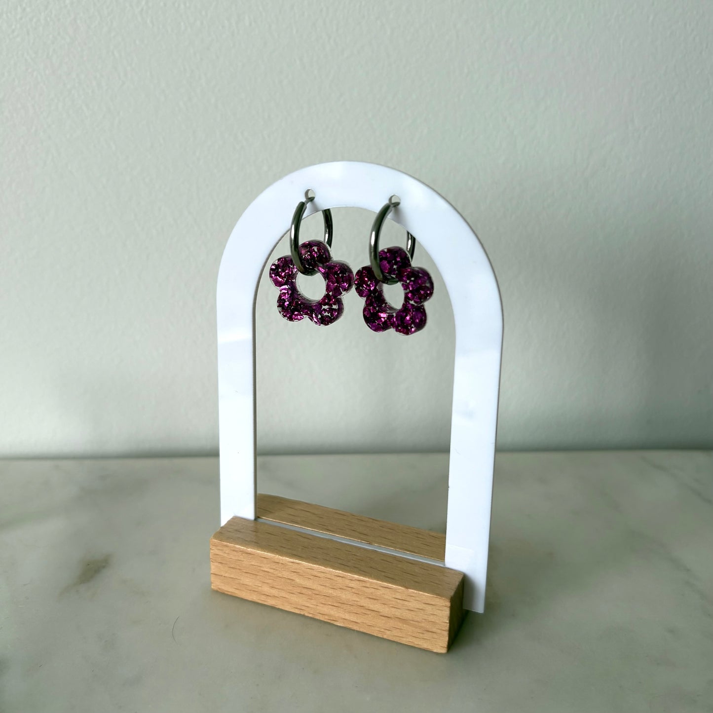 Boucles d’oreilles Camélia - Cristaux violets