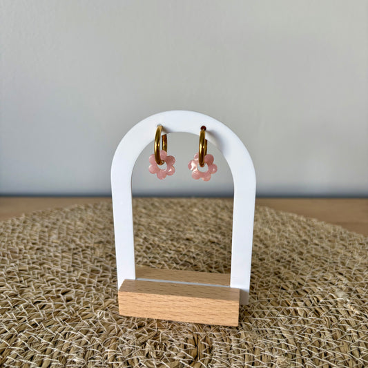 Boucles d’oreilles Minis Pivoines - Rose poudré