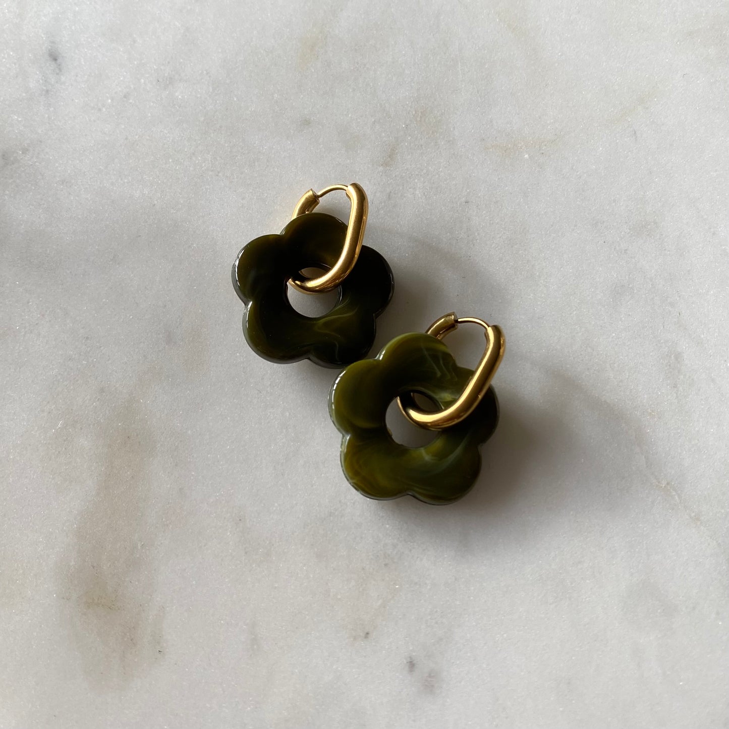 Boucles d’oreilles Rosa - Vert olive