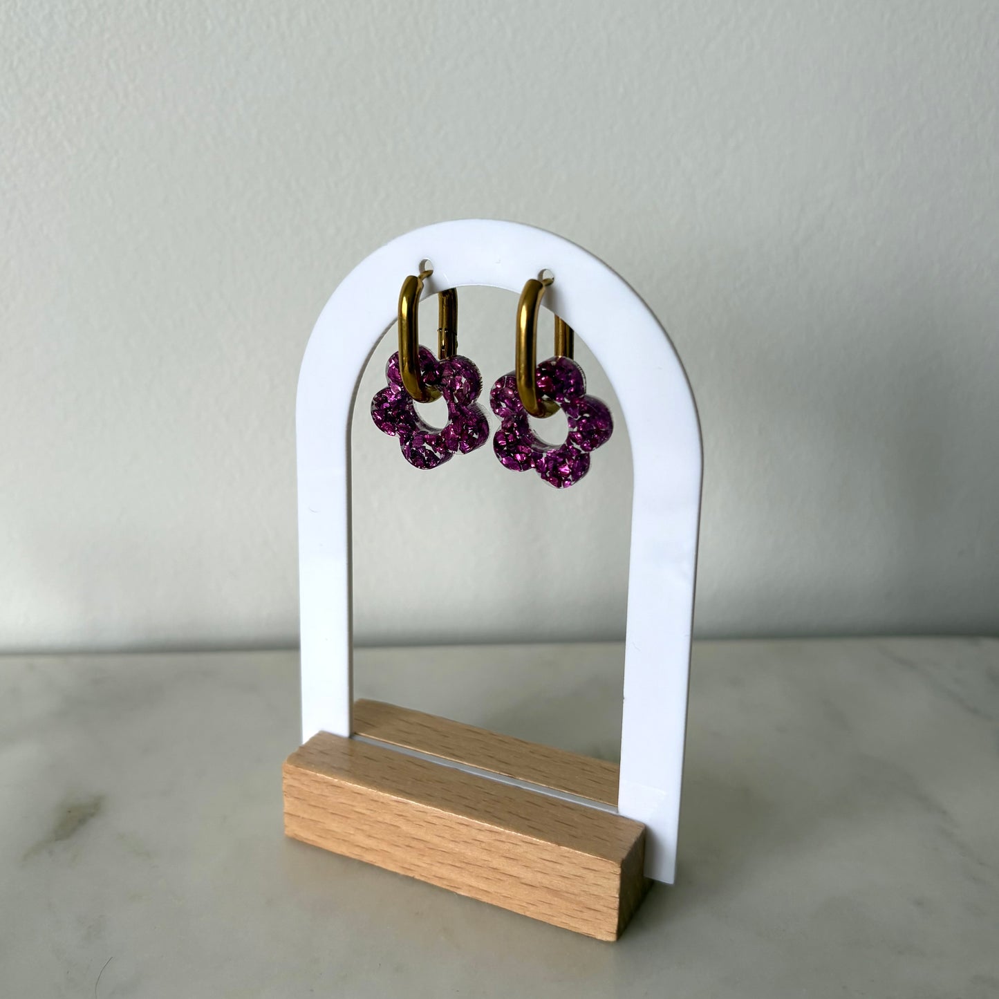 Boucles d’oreilles Camélia - Cristaux violets