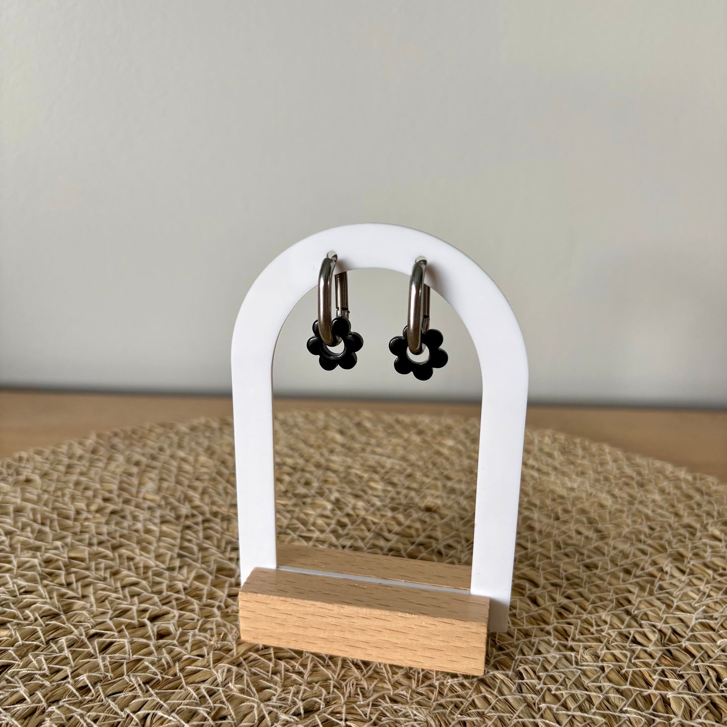 Boucles d’oreilles Minis Pivoines - Noires