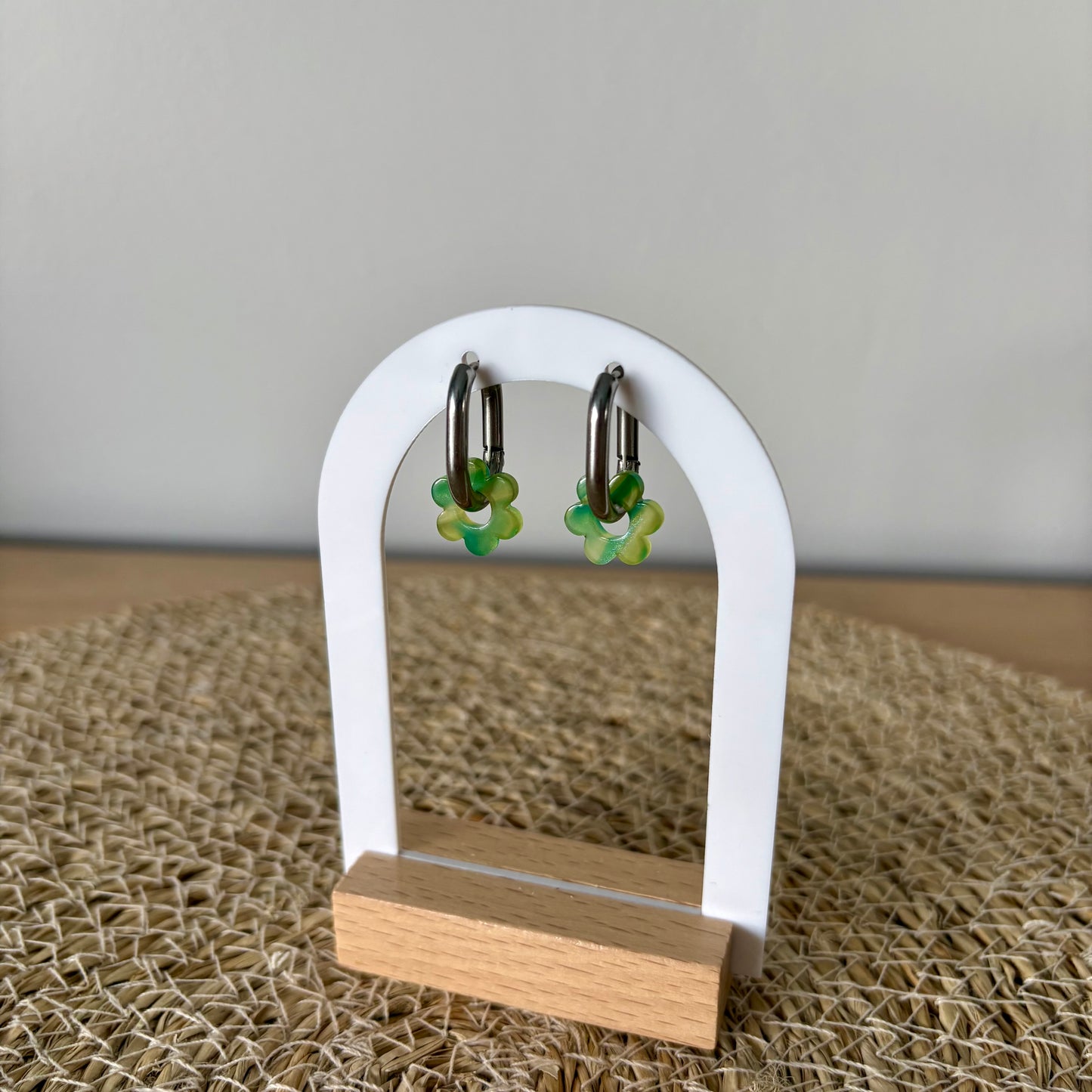 Boucles d’oreilles Minis Pivoines - Nuances verts
