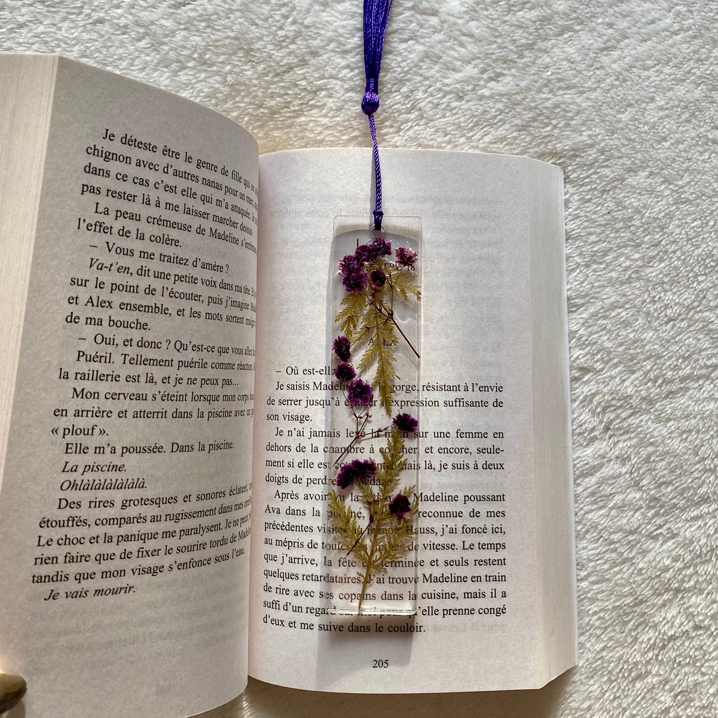 Marque page (rectangulaire - épais) - Fleurs violettes