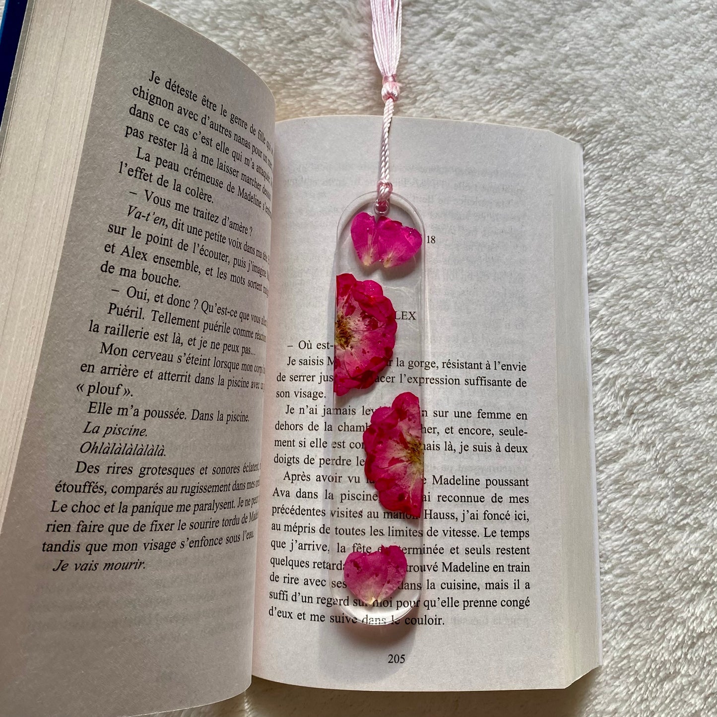 Marque page (arrondi - épais) - Fleurs fushia