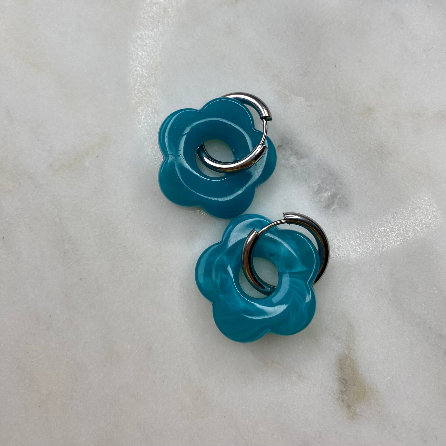 Boucles d’oreilles Rosa - Bleu canard