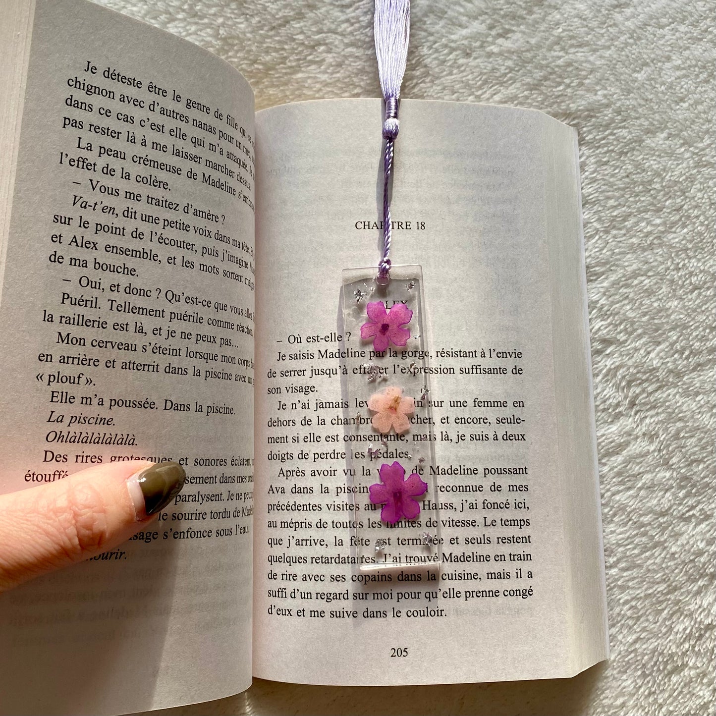 Marque page (mini) - Fleurs violettes et blanches