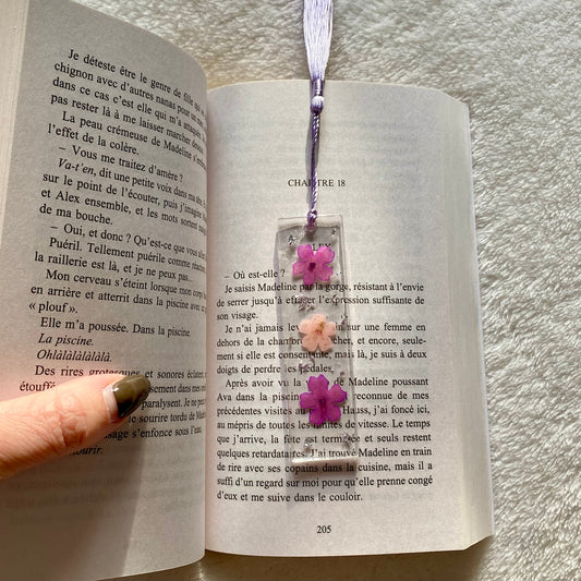 Marque page (mini) - Fleurs violettes et blanches