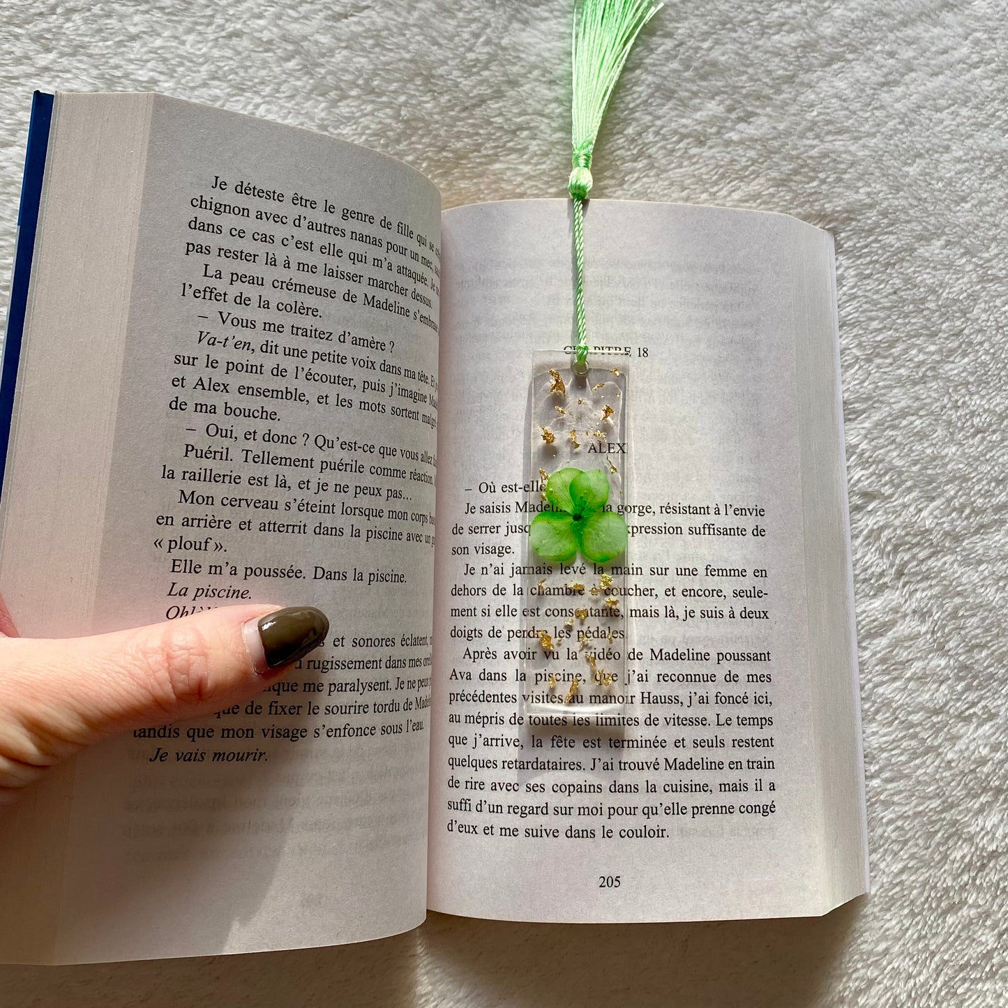 Marque page (mini) - Fleur verte